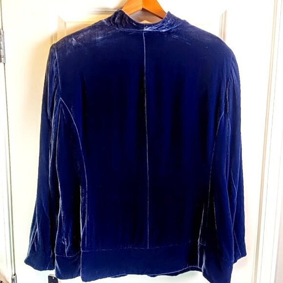 Lafayette 148 New York Blue Velvet Ruffle Blazer Jacket NWT - Picture 2 of 6